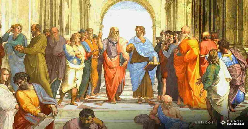 platao-e-socrates-um-aponta-para-cima-e-o-outro-para-baixo