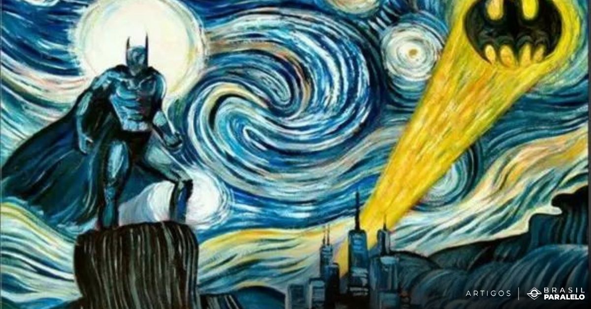 releitura da obra de arte de van gogh - batman