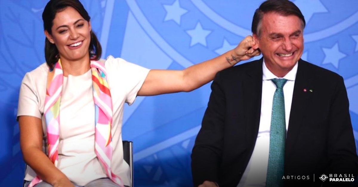 Michelle Bolsonaro com Jair Bolsonaro