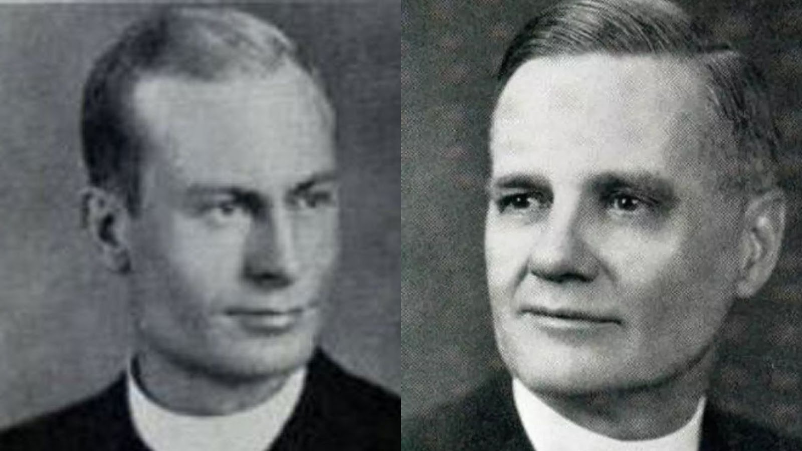 padre Raymond Bishop e à direita o padre William H. Bowdern. Os exorcistas do caso Roland Doe.