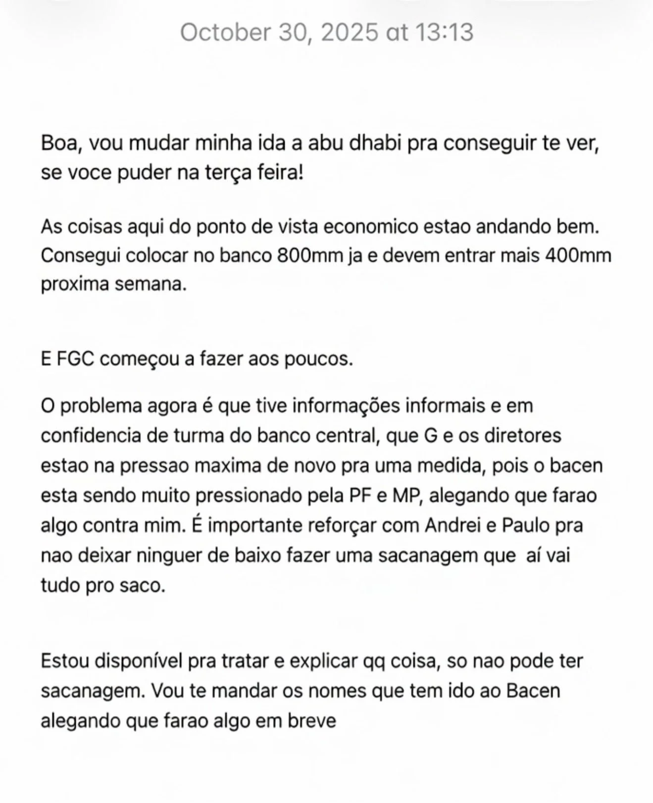 Bloco de notas de Daniel Vorcaro