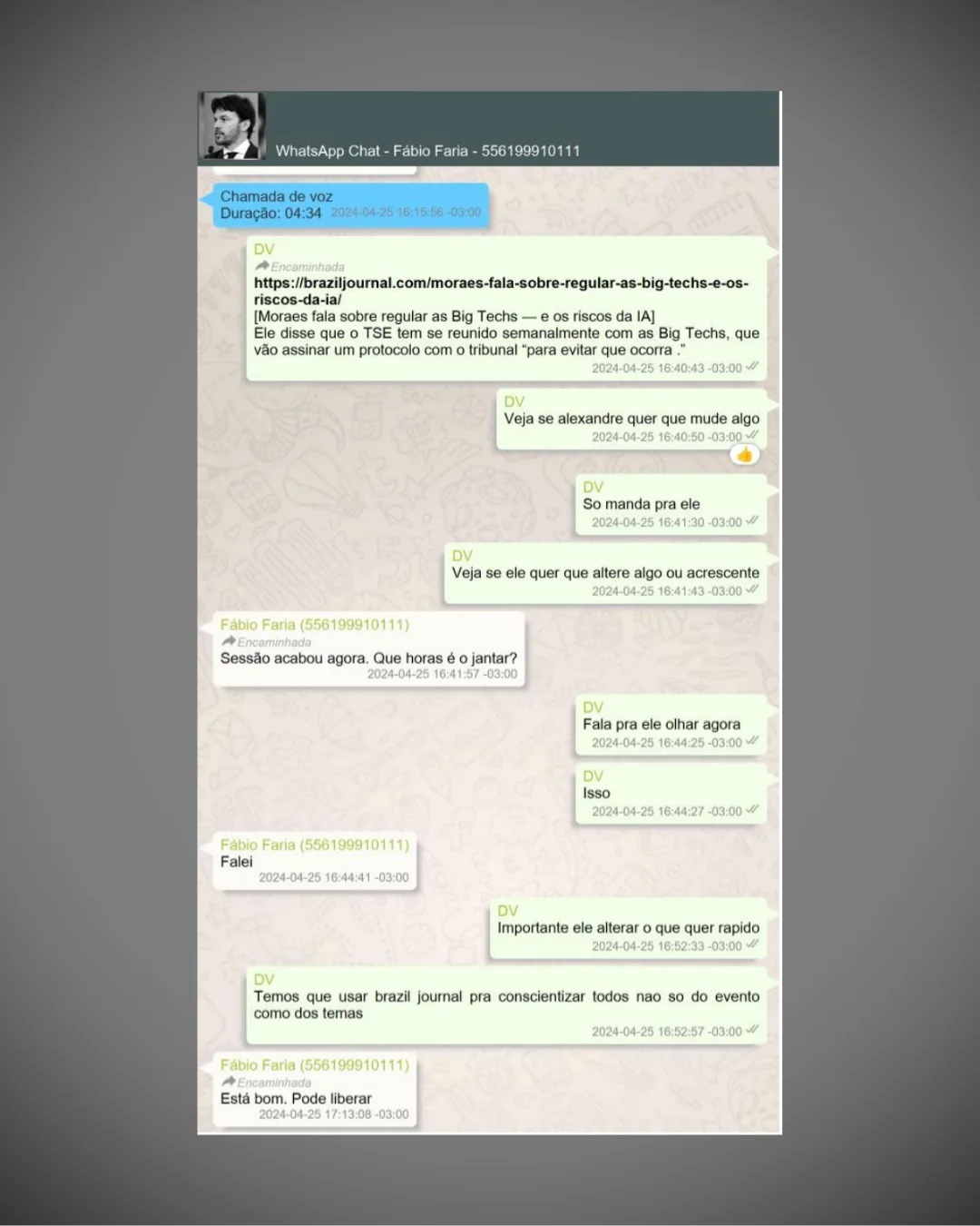 Print de Faria e Vorcaro