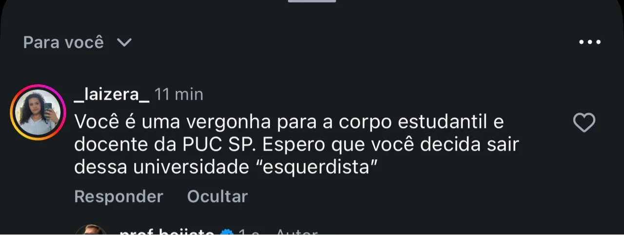 Professor denuncia perseguição política na PUC
