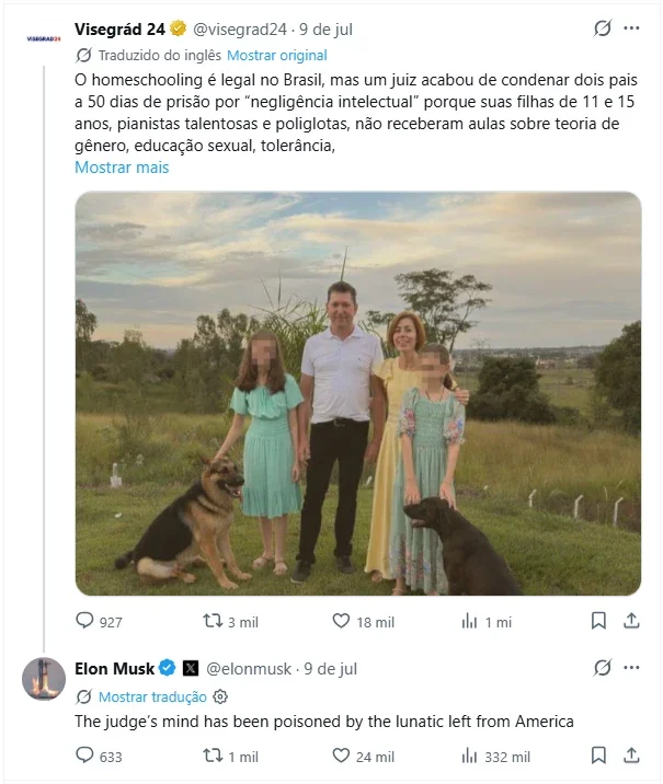 Publicação com o comentário de Elon Musk