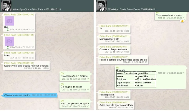 Print de Fabio Faria com Vorcaro