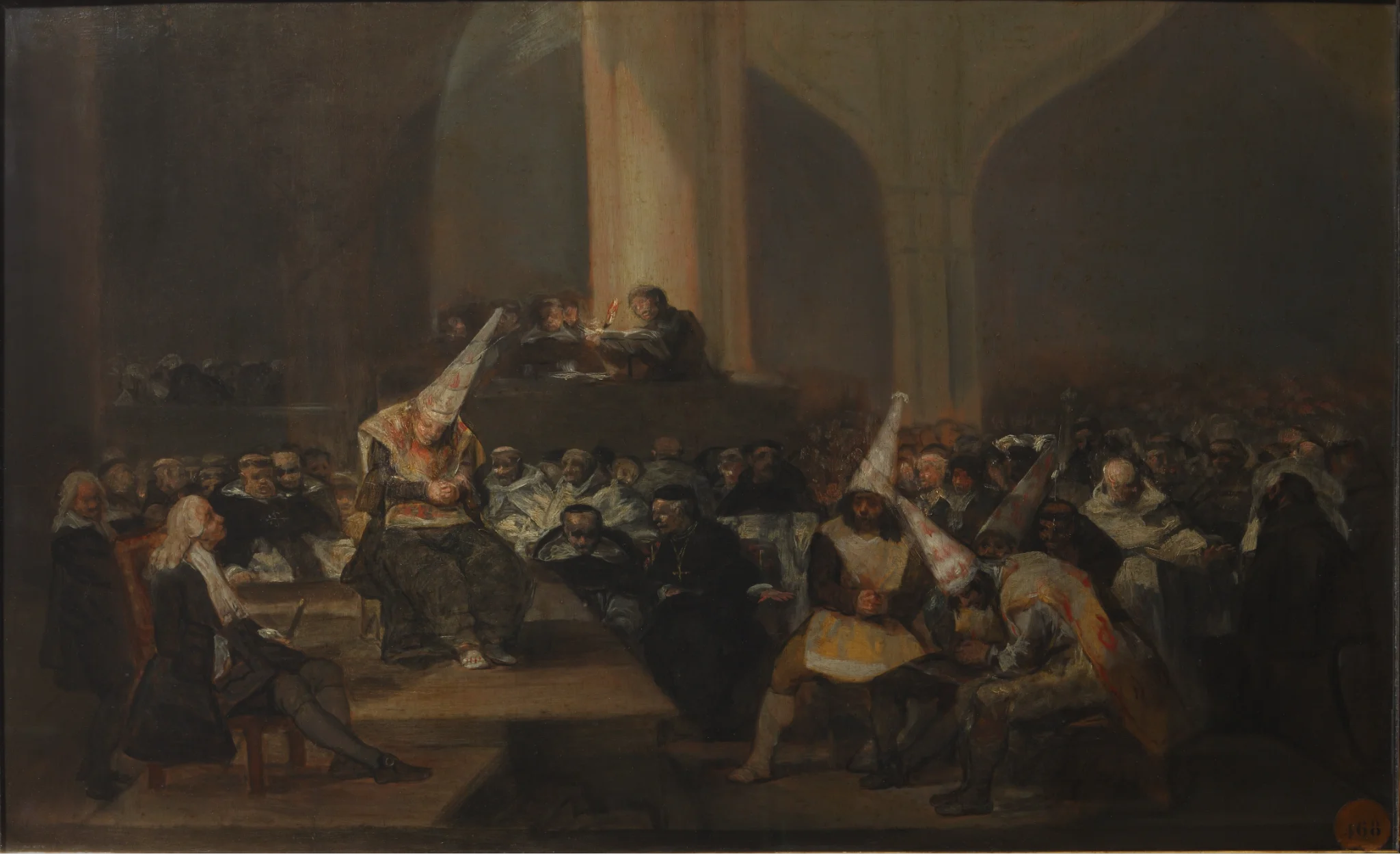 Auto de Fe de la Inquisición (c. 1812-1819), de Francisco de Goya (1746-1828). Óleo sobre madeira, 46 x 73 cm, Real Academia de Bellas Artes de San Fernando, Madrid.