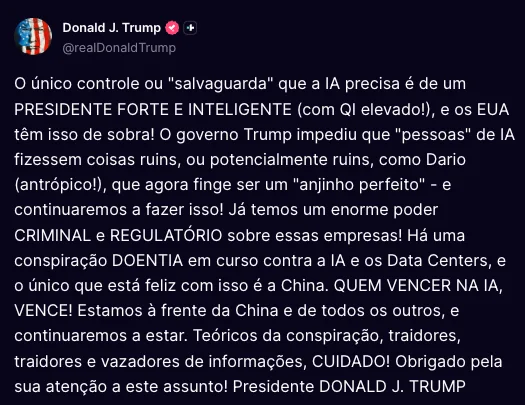 Postagem do Trump