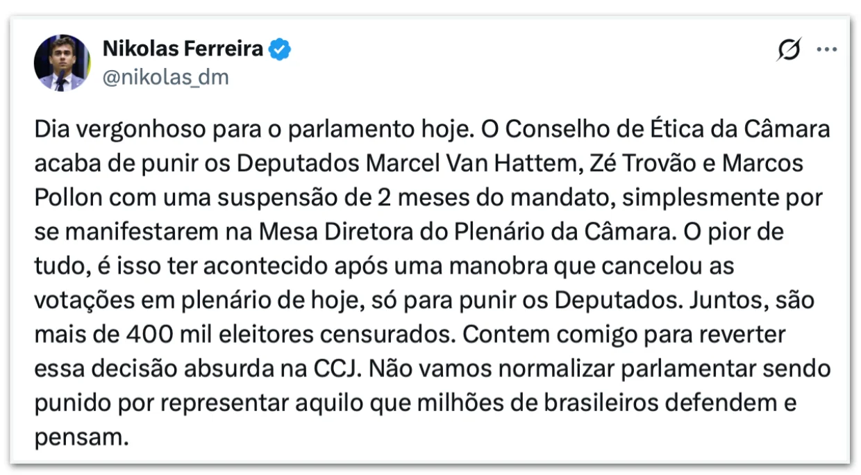 Nikolas ferreira se posicionou sobre o caso