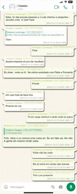 Mensagem sobre lulinha de lobista