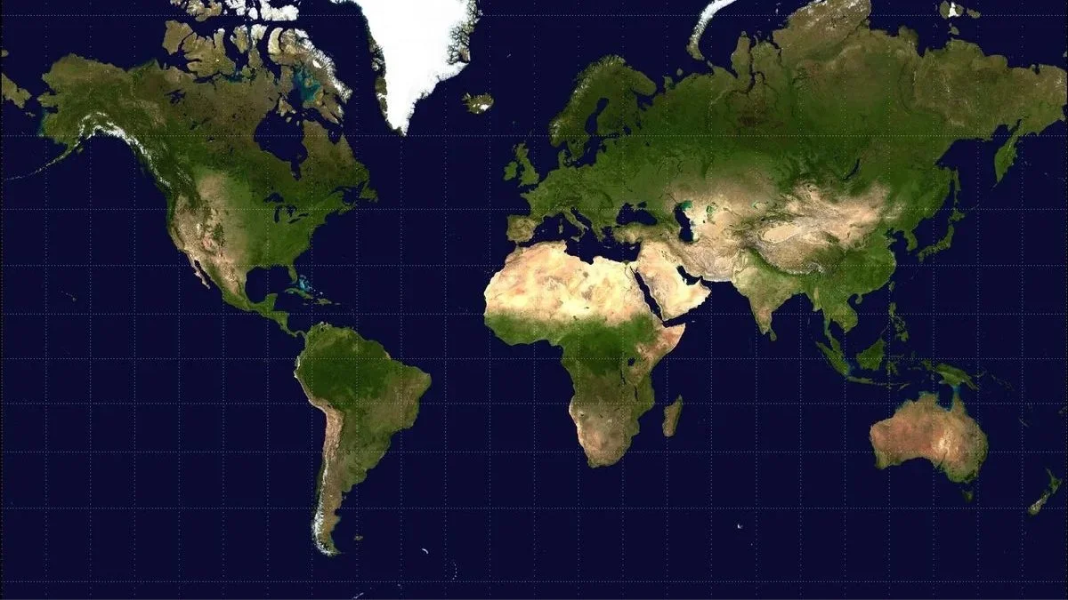 Projeção de Mercator, mapa mais tradicional. Imagem: Reprodução