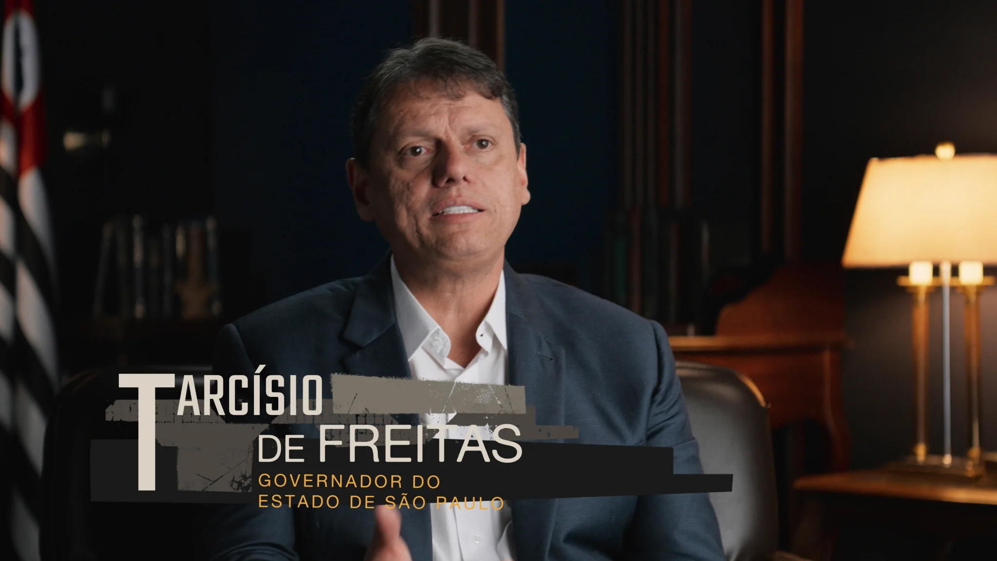 O governador, Tarcísio de Freitar, é um dos entrevistados do novo lançamento da Brasil Paralelo.