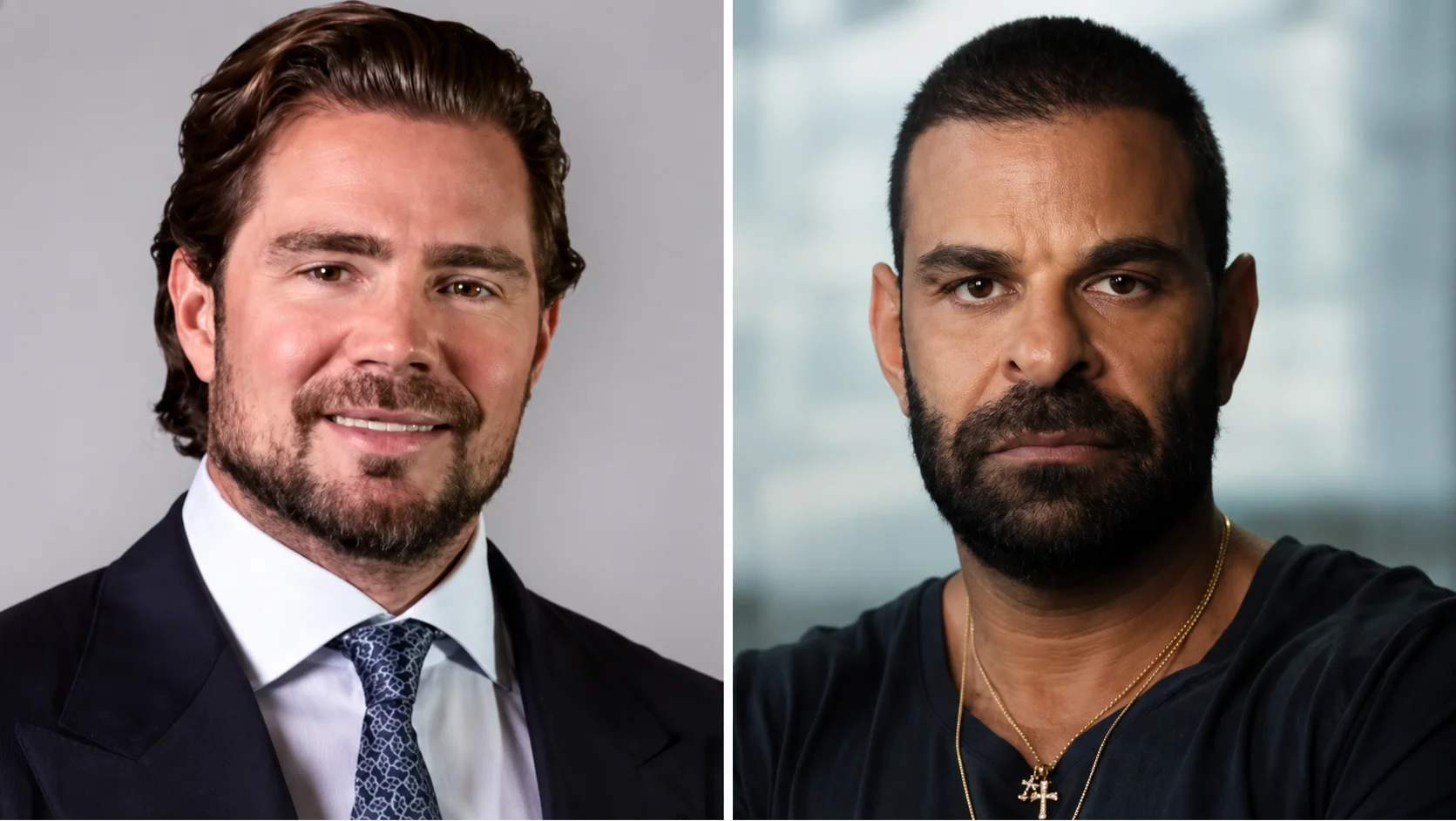 À esquerda, Daniel Vorcaro, dono do Banco Master; à direita, Fabiano Zettel, cunhado do banqueiro.