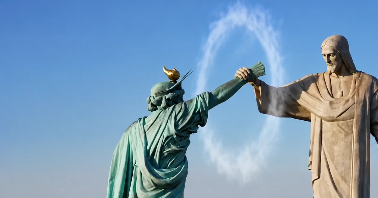 Cristo Redentor enfrenta Estátua da Liberdade em vídeo do Irã